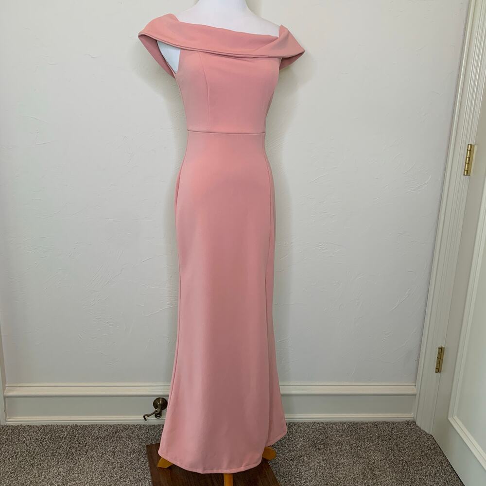 Lulu's Pink Portrait Neck Gown Dress Sz Small